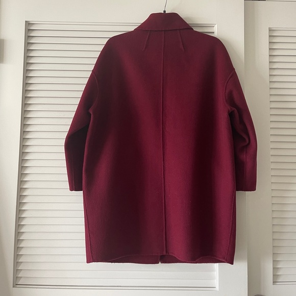 Zara Wool Blend Burgundy Coat Size S - Picture 2 of 10